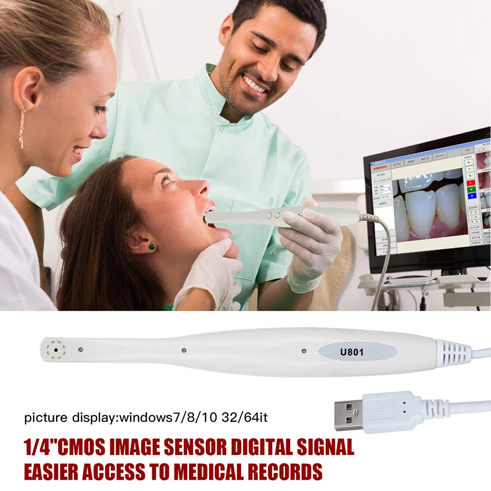 Endoscopio Dental Intraoral Camara inspección Oral impermeable para computadora USB luz LED