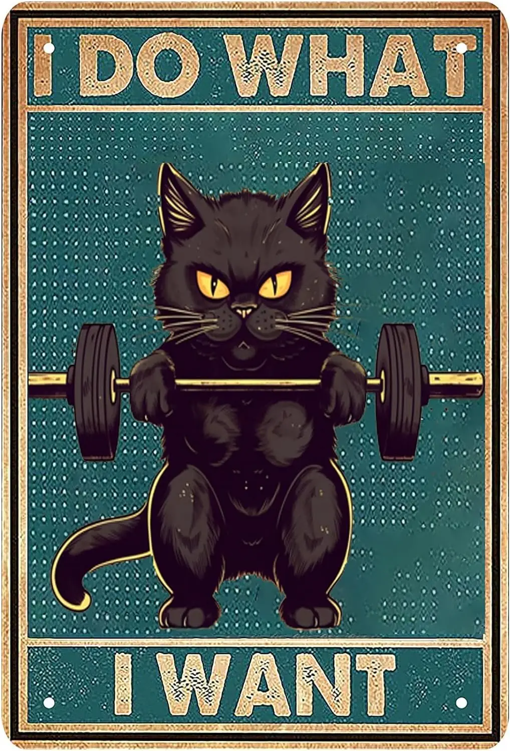 Funny I Do What I Want Street Signs Lifting Weights Black Cat Party Decorations Barbell Decorative Bars And Billiard Room Plaque
