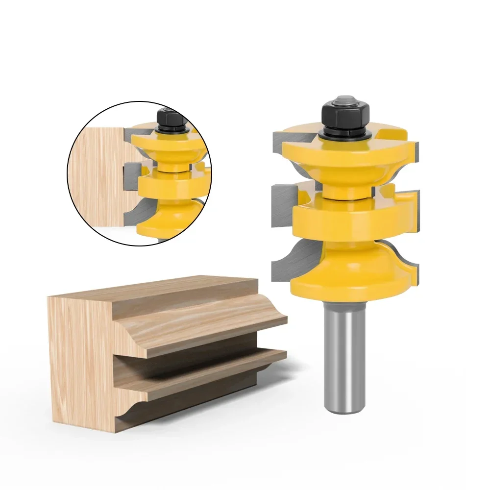 3pcs 12mm 12.7mm Shank Entry Interior Tenon Door Router Bit Set Ogee Matched R&S Router Bits Carving for Wood