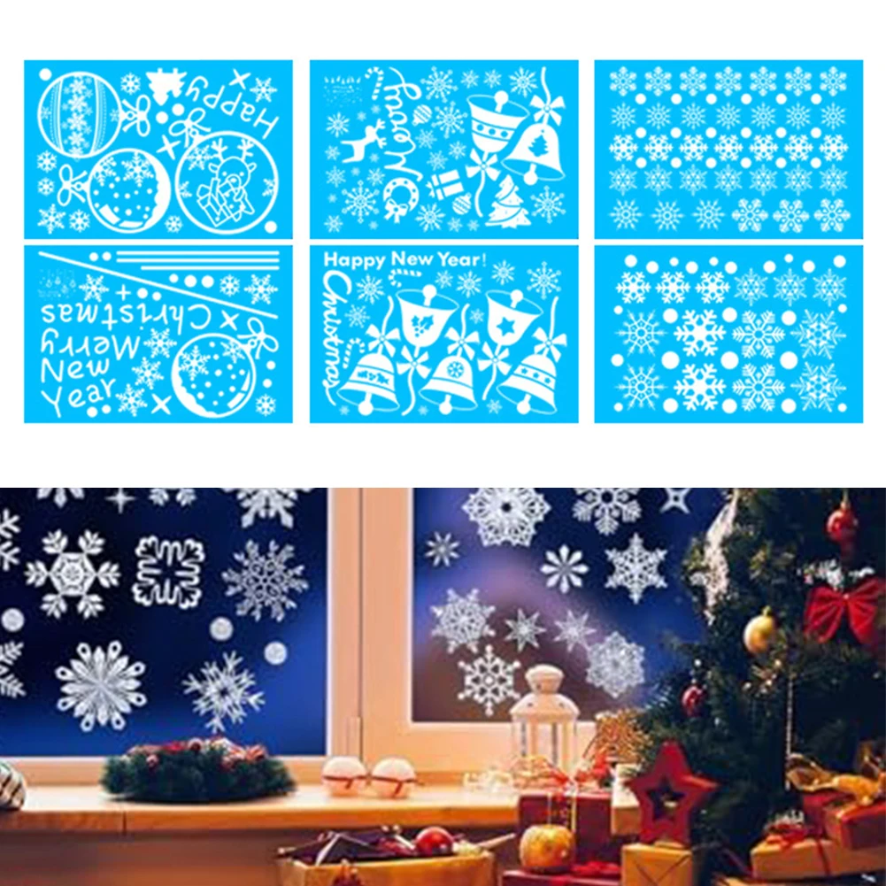 

Christmas Mirror Sticker Hanging Ball Candy Snowflake Snowman Window Glass Static Sticker Merry Christmas Party Decoration
