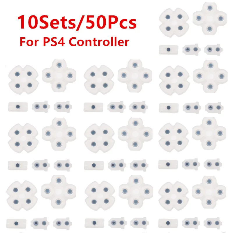 10 Sets Silicone Conductive Rubber Pads For PS4 Controller, Buttons Repair Replacement Part For PS 4 