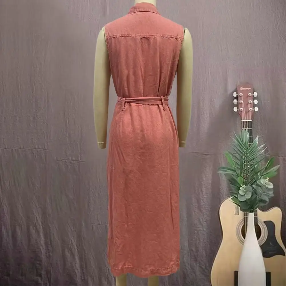 Vestido longo para mulheres vestido camisa jeans com cinto decote em v vestido maxi para mulheres elegante botão longo jean com bolsos lapela