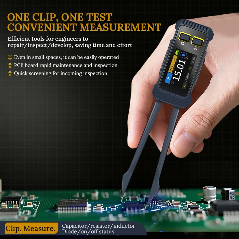 JD 1795 Smart SMD LCR Bridge Tweezer Meter 100Hz-10kHz ESR Tester for Capacitor Inductor Resistance Diode Circuit Debugging Tool view 4