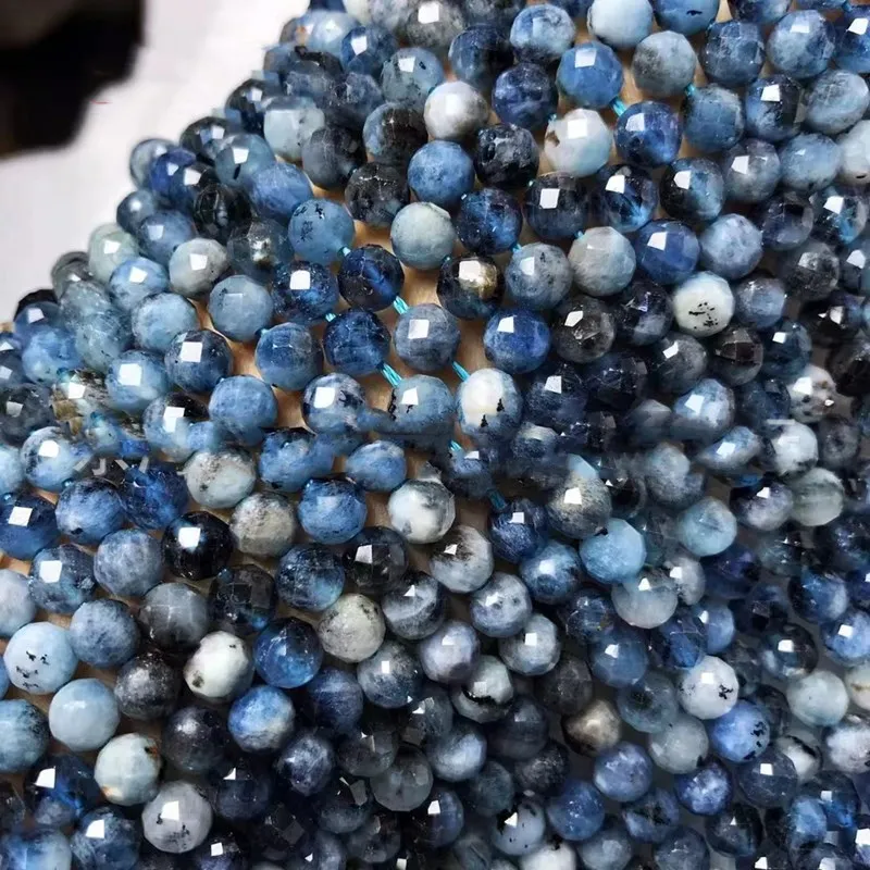 Devil Aquamarine round faceted 6mm blue 38cm for DIY jewelry making  loose beads  FPPJ wholesale beads nature gemstone