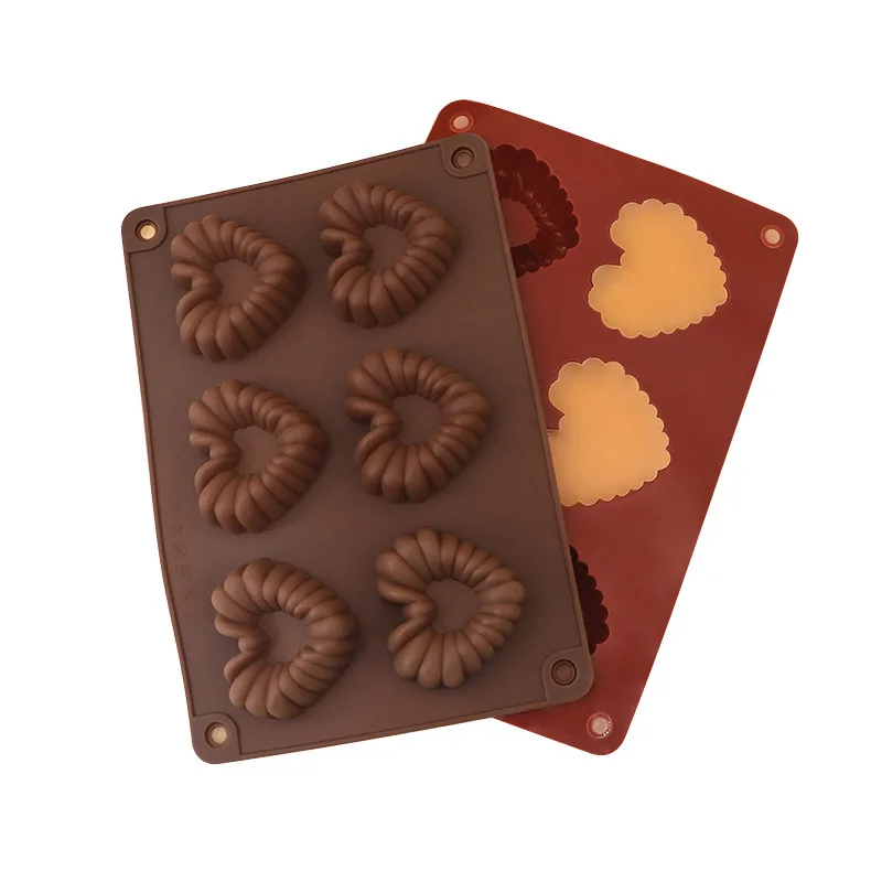 Heart-shaped Silicone Chocolate Molds DIY Baking Mold 6 Hole Ice Grid Molds Mousse Soft Candy Kitchen Tools view 5
