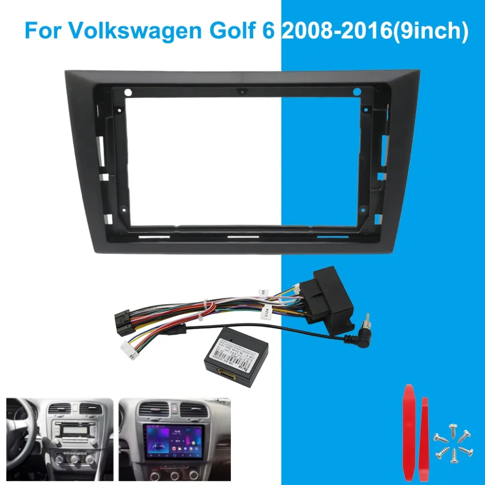 

For Volkswagen Golf 6 2008-2016 9 Inch Car Radio Fascia Frame Stereo Dash Panel Installation Kit Trim Bezel