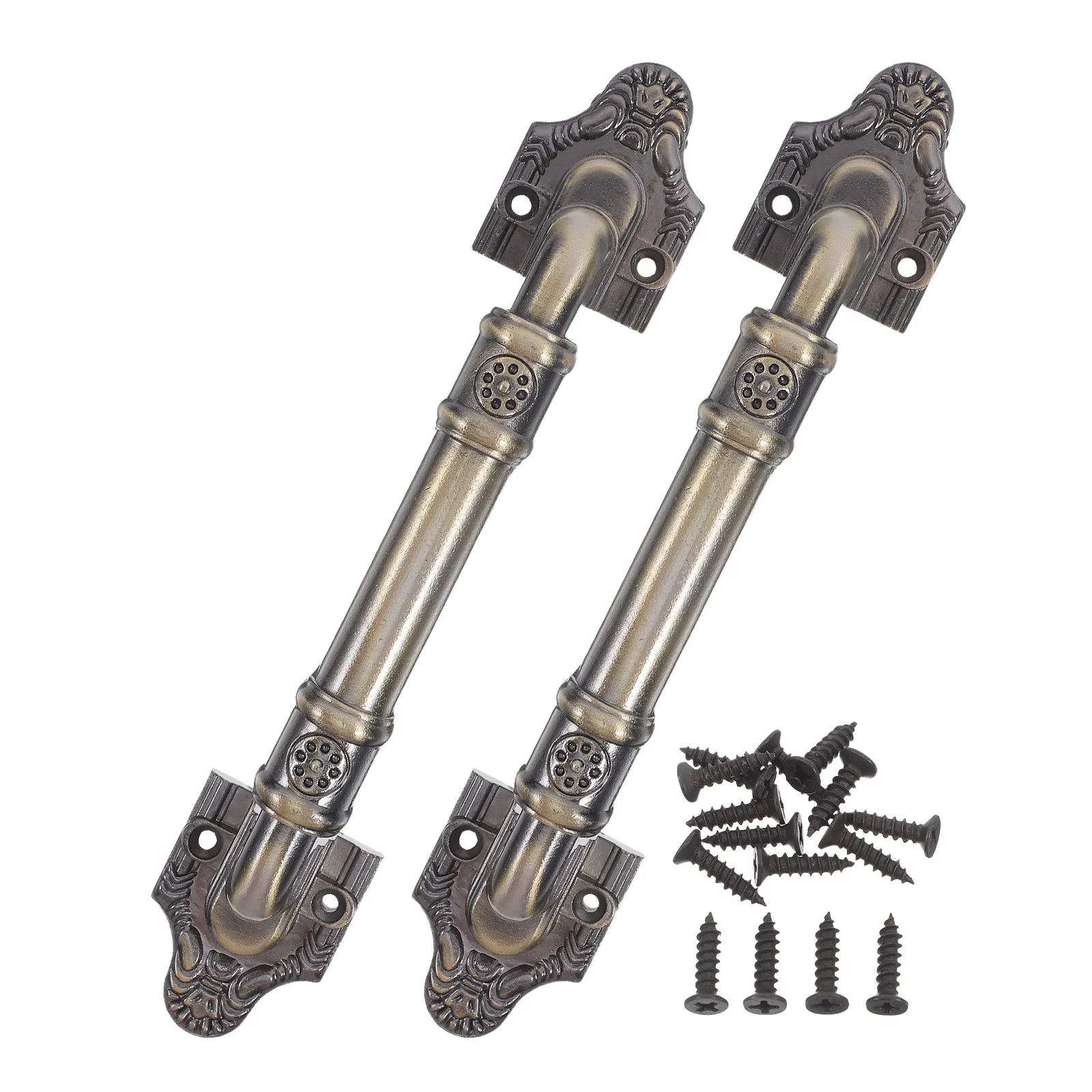 

2pcs Barn Door Handle Pull Sliding Metal Vintage Knob Unique Pattern Alloy Decorative Hardware For Wooden Doors Farmhouse Rustic