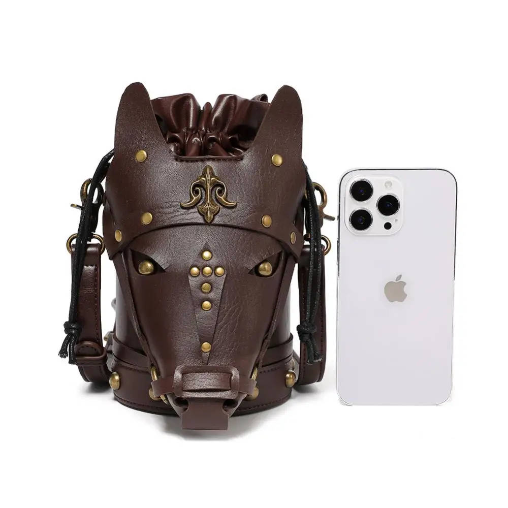 Unisex Medieval Retro Style Horsehead One Shoulder Crossbody Bag Viking Animal Horse Shaped Backpack Phone Bag Coin Wallet