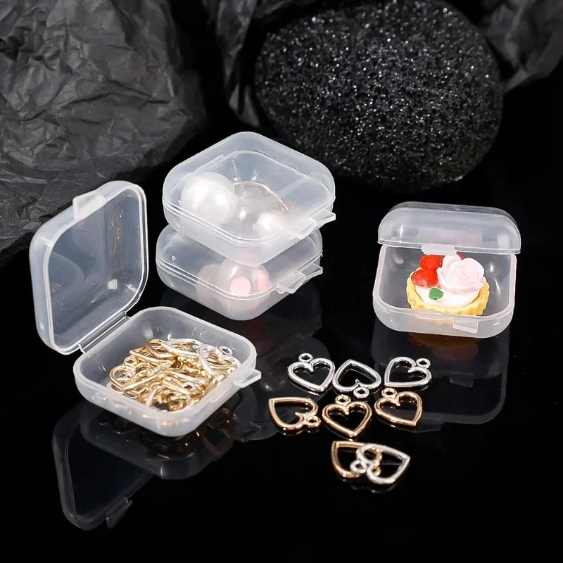 10/20/30/40Pcs/Set Mini Transparent Plastic Storage Box Ring Earrings Ear Studs Jewelry Organizer Case Portable Packaging Box
