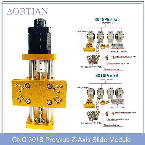 CNC Z-Axis Slide Module Screw Slide Table Linear Rail Guide for 3018 Pro、3018 plus Router Compatible with 500W/300W Spindle