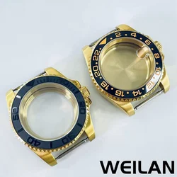40MM NH34 NH35 NH36 NH38 NH39 NH70 ETA2824 PT5000 Movement Gold Watch GMT SUB Case Ceramic Bezel Sapphire