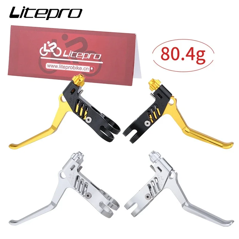 

LP Litepro Folding Bike V Brake Lever CNC Ultralight Aluminium Alloy Wire Pull Levers 80g/Pair EIEIO Bicycle Parts