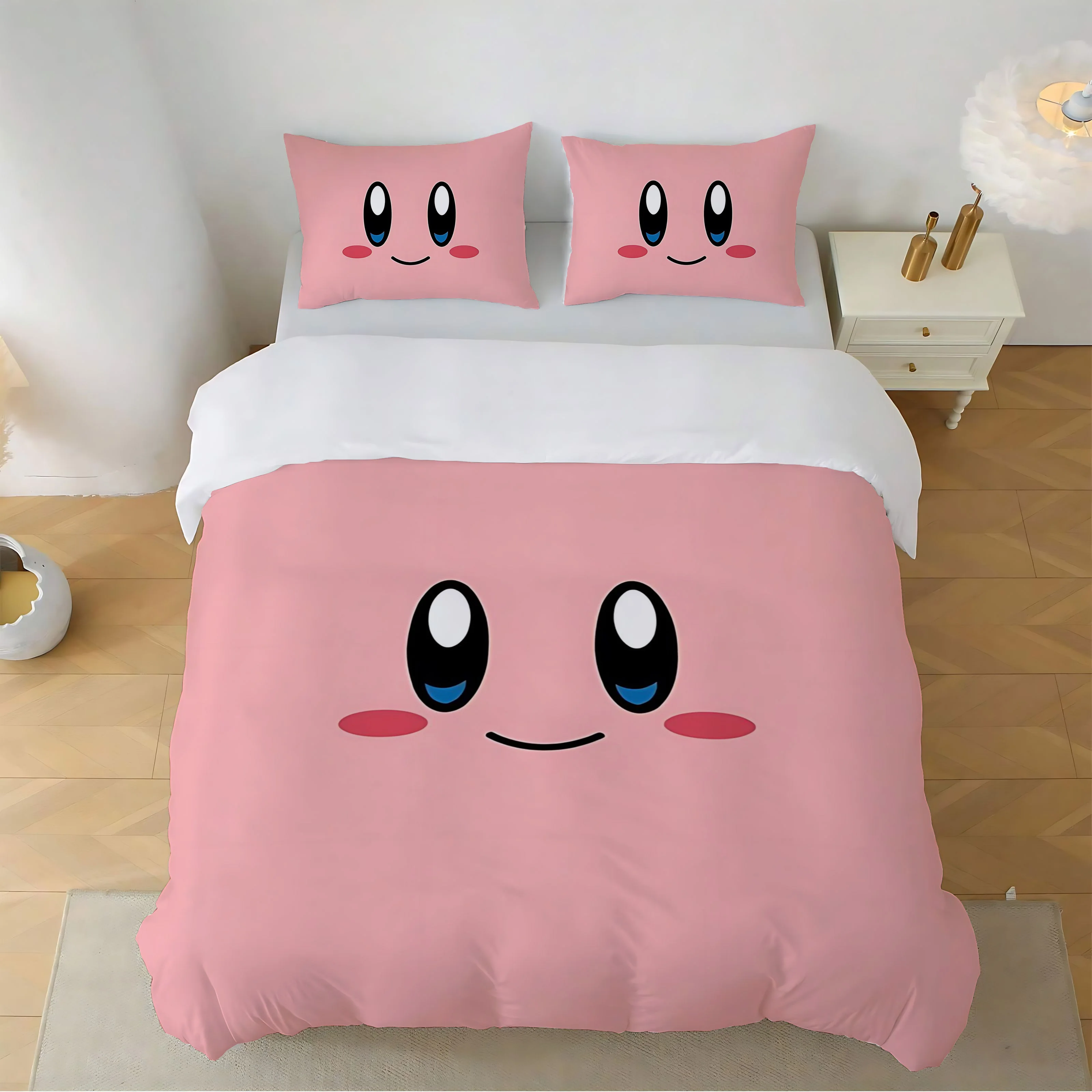 

Kawaii Cartoon KirbyS Duvet Cover Queen Bed Set Comforter Sets Twin Size Bedding Double Bed Sheets Linen Home Textile Garden