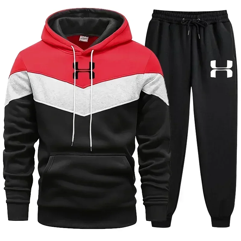 Autumn Winter Men Tracksuits Sets Long Sleeve Hoodie+Jogging Trousers Two Piece Fitness Running Suits Sportswear Casual Clothing