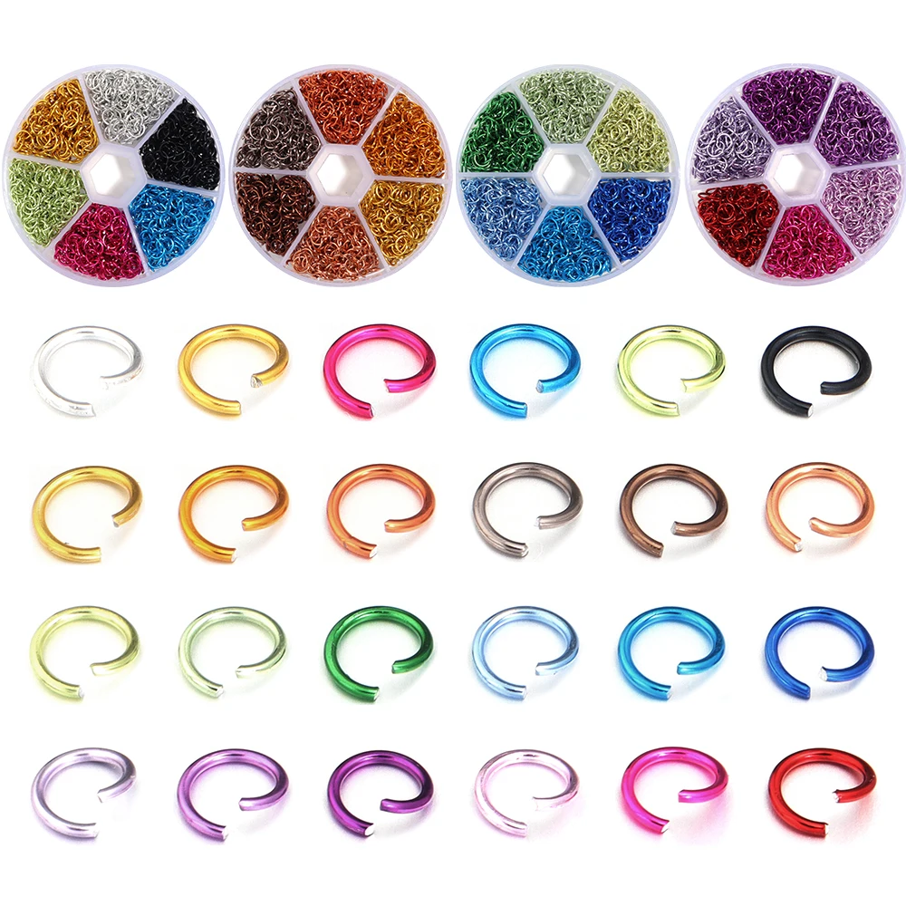 Über 1080 teile/schachtel Aluminium Offene Biegeringe Bunte Split Biegering Stecker Set Für DIY Schmuck Machen Halskette Armband