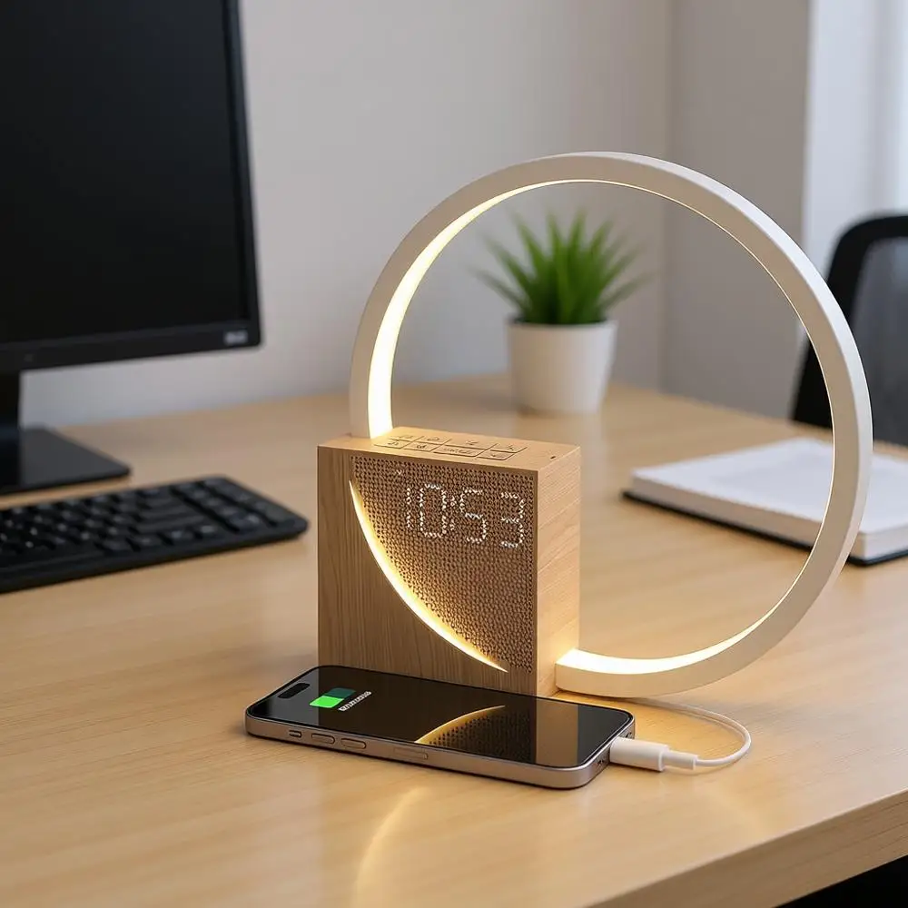 

Будильник-ночник для взрослых, устройство для улучшения сна с 10 звуками белого шума, таймер на 30/60/90 минут, сенсорная лампа с 3 уровнями яркости, функция повтора сигнала, USB-порт