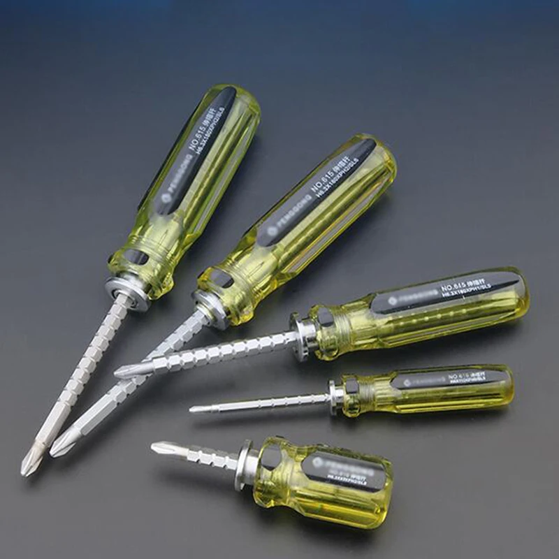 Double-Use Screwdriver Removable Hand Tool Chrome Vanadium Steel Repair Tool Handle Flathead Screw Driver