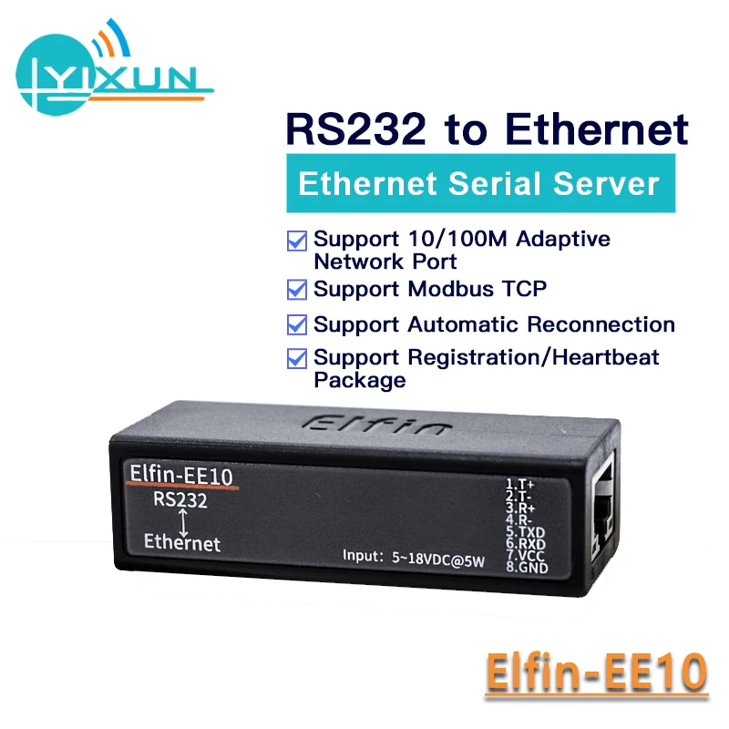 Serial server RS232 to Ethernet Serial Port Device Server HF Elfin-EE10 Support TCP/IP Telnet Modbus TCP Protocol DTU module