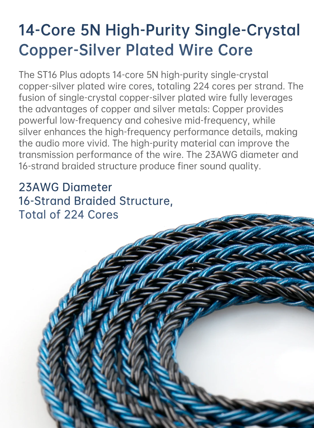 KBEAR ST16 Plus Kristall 16 Kerne 2M Lange Upgrade Kabel 2PIN/QDC/MMCX/TFZ Ohrhörer Stecker für KZ ZSN PRO Kopfhörer HIFI Headset – Detail 3