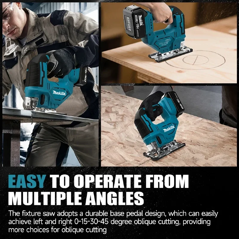 Hurtownia: Wyrzynarka akumulatorowa Makita DJV182: 18V, 300W, 0-2700 obr./min, skok 80mm, ±45° °   Kąt cięcia, do prac z drewnem/plastikiem/metalem