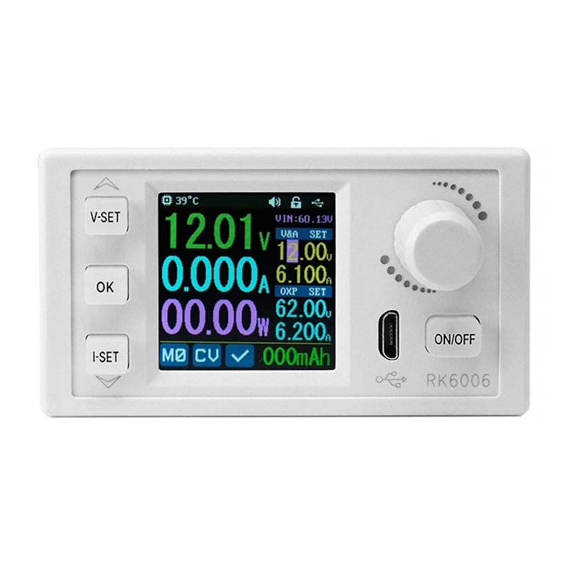 AB42-RK6006-BT 60V Digital Display Adjustable DC Voltage Regulator 6A Micro-USB Interface 1.54 Inch LCD Display