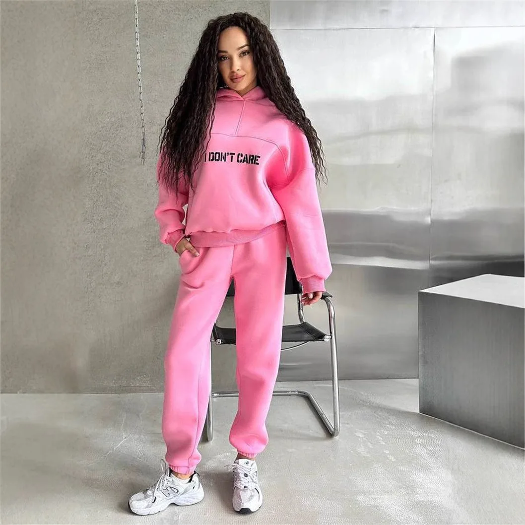 

Women's Fashion Outfits Letter-printed Long-sleeved Drawstring Hoodie Girdling Pants Sports Suit Casual Female 2-piece Set