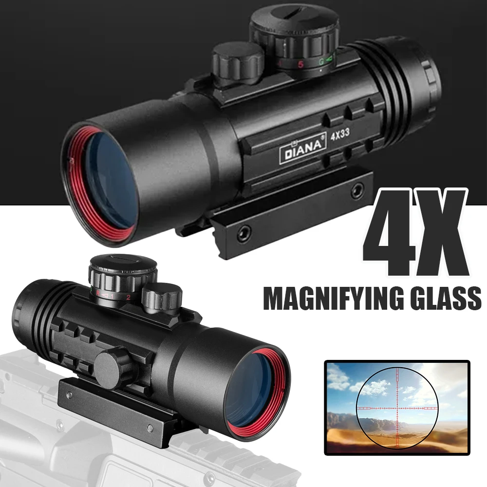 

4x33 Magnifier Scope,Hunting Riflescope,Fit for 20mm/11mm Rail Mount Rifle,Outdoor Sports,Optics,Shooting