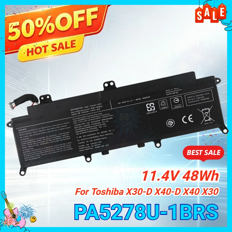 New PA5278U-1BRS 11.4V 48Wh Replacement Laptop Battery for Toshiba Portege X30-D-11U X40 X40-D X30 X30-D X30-D-123-D
