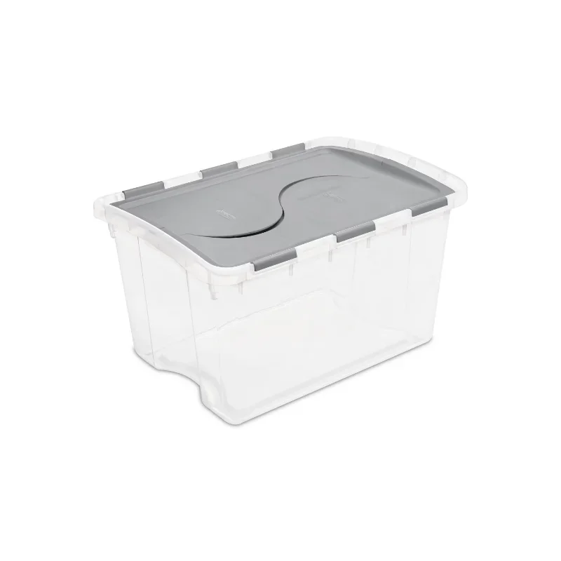 

Sterilite 48 Qt. Hinged Lid Storage Box Plastic, Titanium, Set of 6storage storage boxes storage box