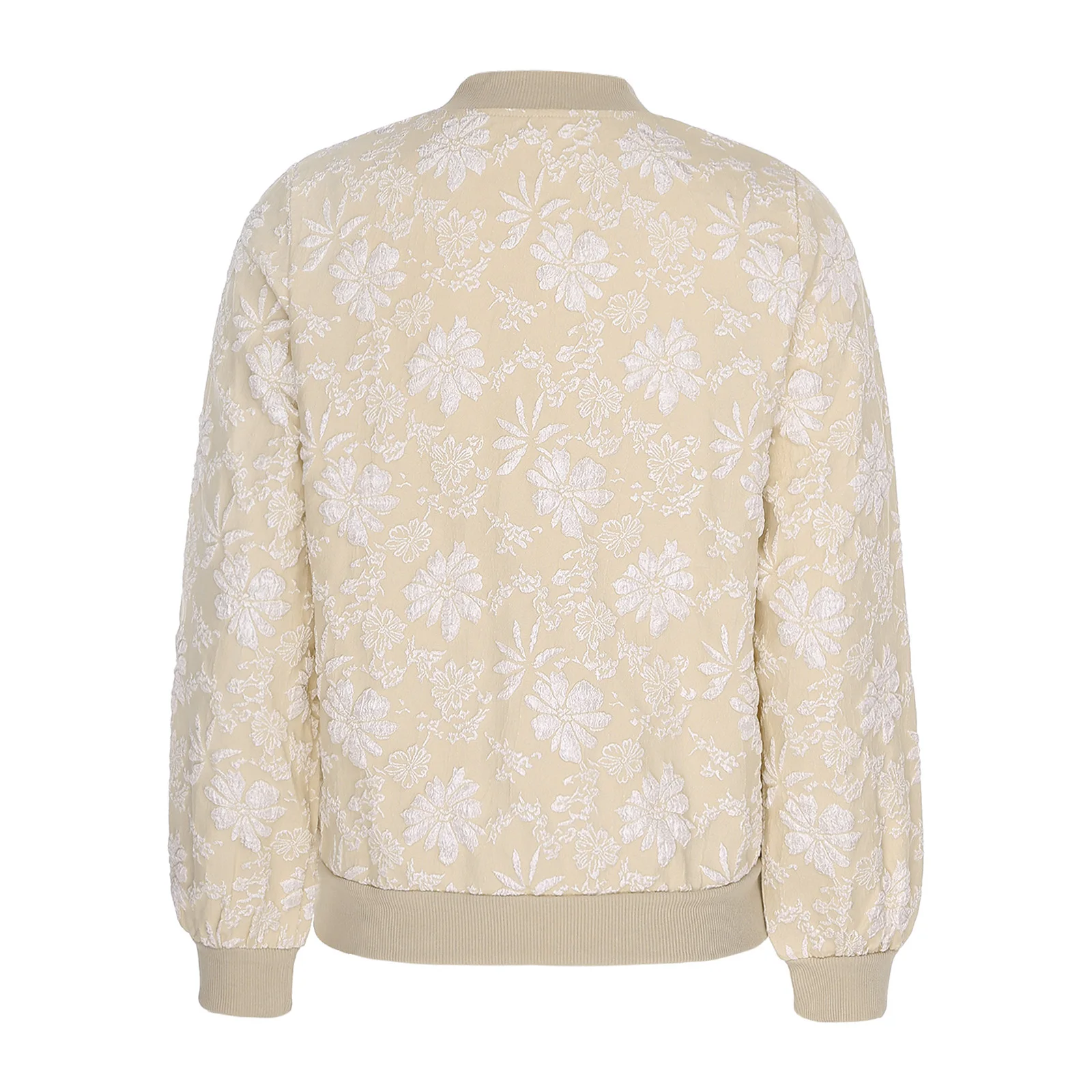 Giacca bomber da donna Cappotto jacquard squisito Streetwear Autunno Abbigliamento da strada Lady Manica lunga Cerniera frontale Cappotti Capispalla