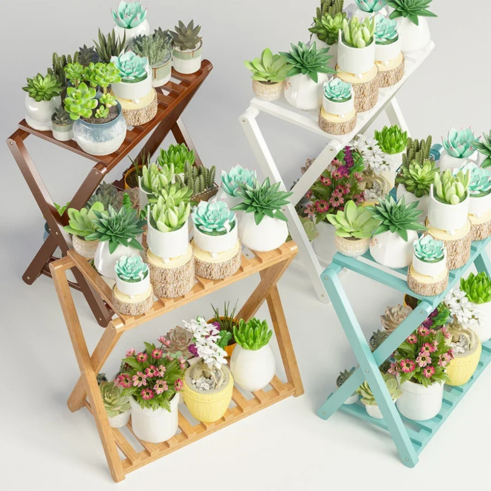 Organizer Flower Holder Display Shelf Plant Stand Living Room Balcony Stand Pots Outdoor Furniture Wooden Multilayer Flowerpot