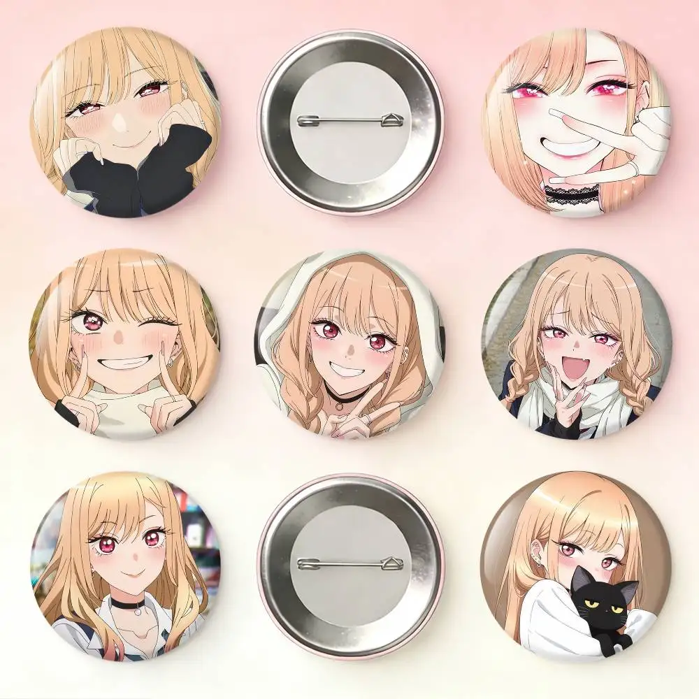 My D-Dress Up D-Darling Marin Kitagawa Laser Badge Creative Pins Brooch for Bag Clothes Hat Decor Gifts Fans Collect