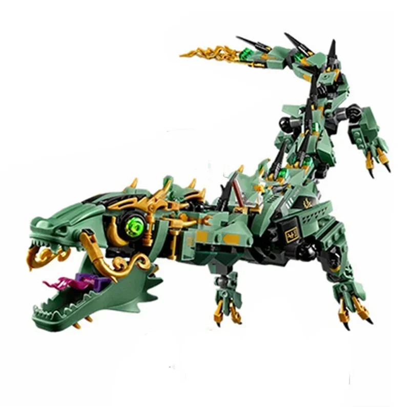 384pcs Green Overlord Mech Dragon Building Blocks Bricks Classic Model Compatible Lepining 71742 70612 Toys Kids Christmas Gifts