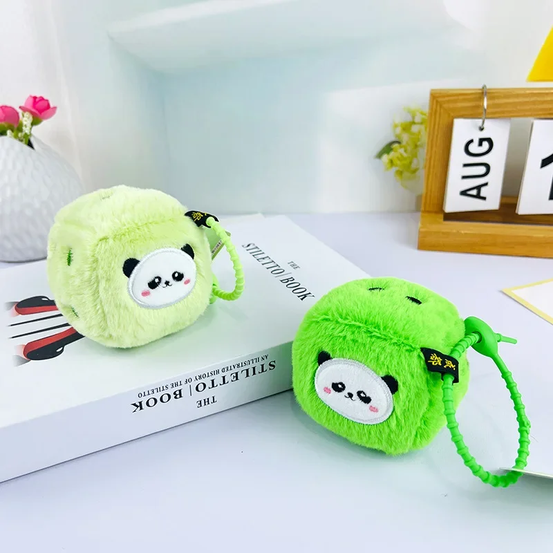 Nuovo stile creativo cartone animato Panda verde dadi animali morbidi peluche ripiene hobby borsa Kawaii decorazione portachiavi regali per bambini