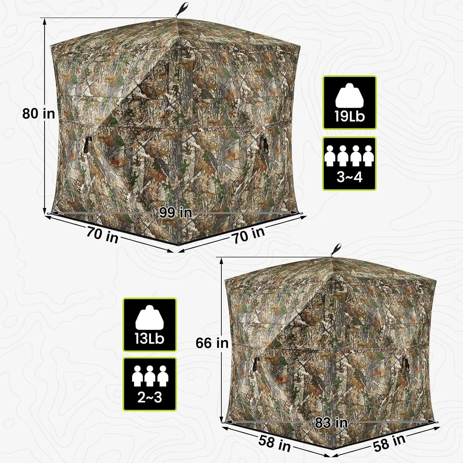 Imagem -06 - Veja Através de Caça Persianas com Bolsa de Transporte 23 Pessoa Pop up Chão Persianas 270 Graus para Veados e Turquia Caça Camuflagem