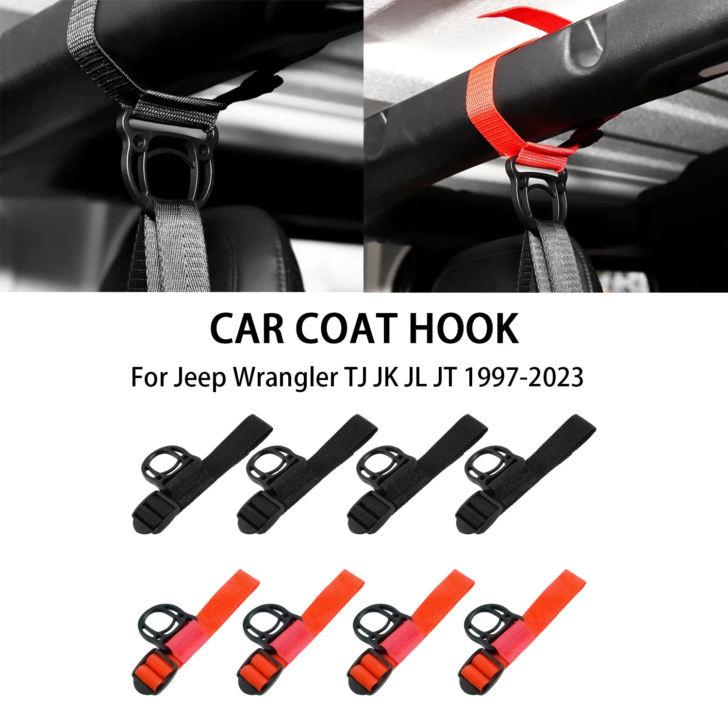 

4PCS Coat Hook Clothes Hanger 45cm for Jeep Wrangler TJ JK JL JT 1997-2023 Roll Bar Clothes Hat Hook Car Interior Accessories