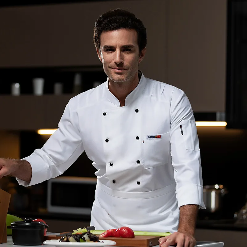 西洋レストランシェフ制服秋冬衣装ケータリングホテル食堂ベーカーケーキショップ作業服長袖
