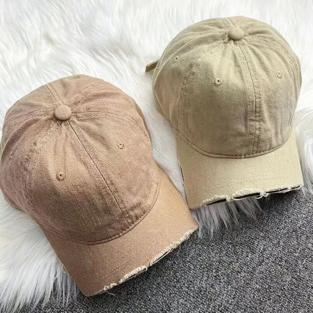 Vintage Washed Cotton Baseball Hat Broken Brim Unisex Casual Streetwear Soft Top Sunshade Breathable Summer Hip Hop Cap view 3
