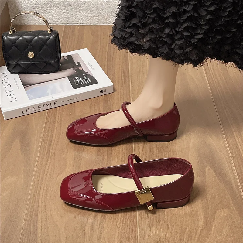 

Mary Jane Shoes for Women Spring and Autumn Fashion Low Heels Single Shoes Women Comfortable Red Ballet Shoes Zapatos De Mujer