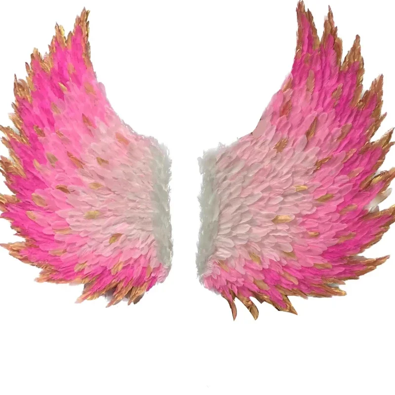 Large Feather Angel Wings Pink Background Decoration For Wedding Wall