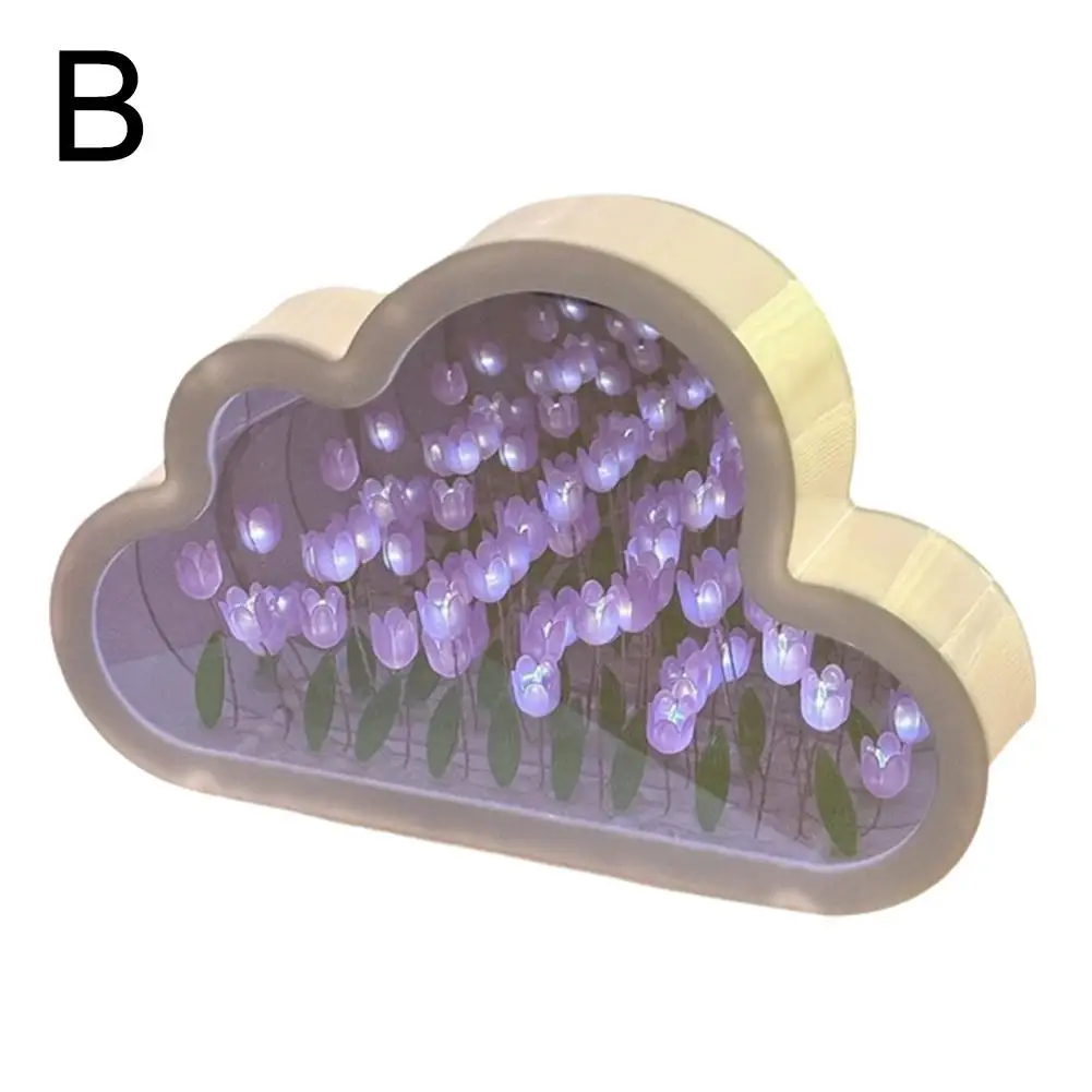 DIY Cloud Spiegel Tulp Lamp Nachtlampje Meisje Slaapkamer Ornamenten Fotolijst Handgemaakte Glazen Nachtkastje Slaap Licht Kerstcadeaus