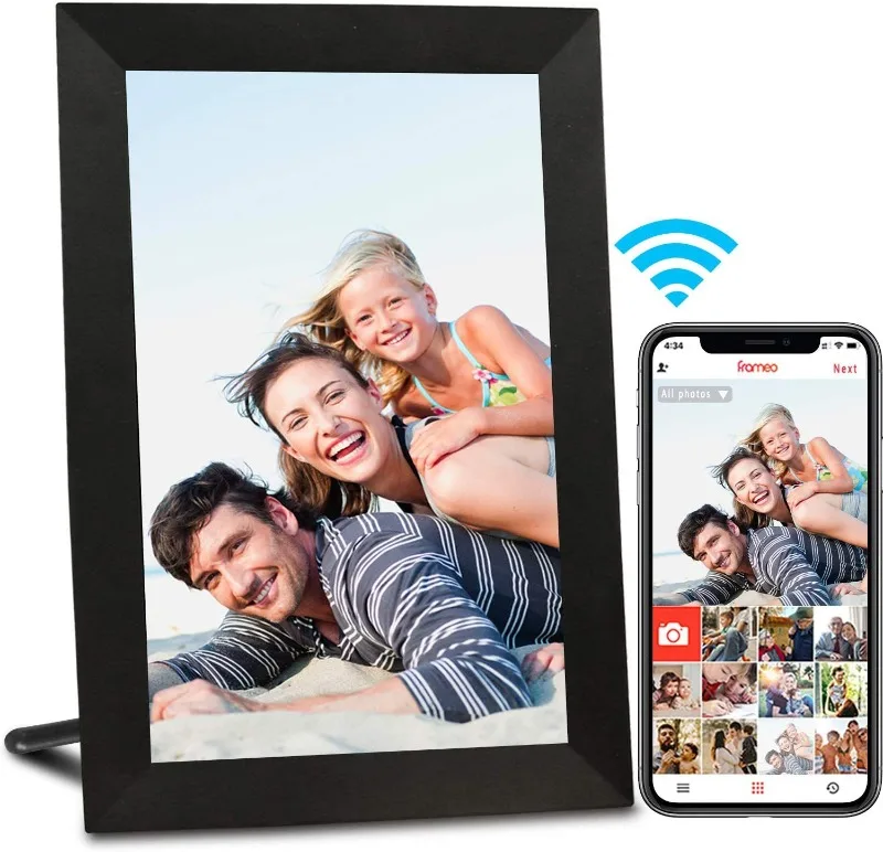

10,1-дюймовая умная цифровая фоторамка, Wi-Fi, сенсорный экран, беспроводной пульт дистанционного управления, обмен фото и видео, идеальный подарок для семьи, пожилых людей