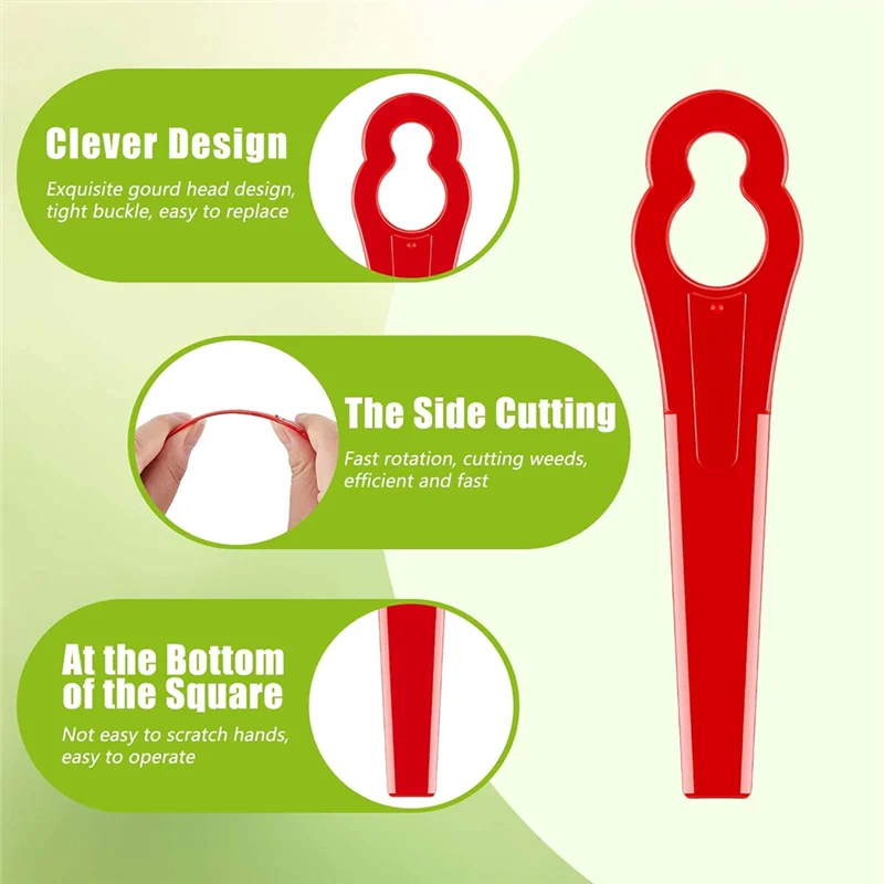 ABNO-شفرات جزازة العشب البلاستيكية 80 قطعة ارتفاع الشفرة 10X5mm قطع غيار لملحقات أداة تشذيب الحديقة
