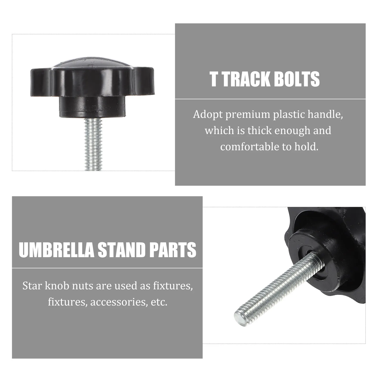20Pcs M6x30 Clamping Screw Knob Star Knob Thread T-Track Bolt with Non-Slip Comfort Grip for Electronic Equipment Mechanical