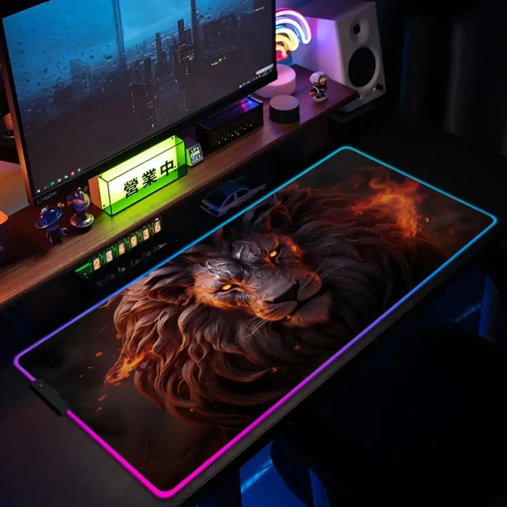 

Коврик для мыши Cool Lion, большие игровые коврики для мыши RGB, светодиодная подсветка, запираемые края, игровые аксессуары, настольные коврики, коврик для клавиатуры ПК XXL 90x40 см