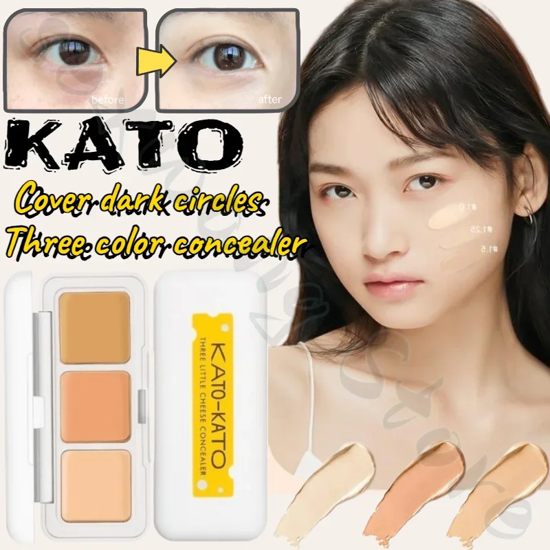 KATO Three-color Concealer Waterproof and Sweat-proof Concealer for Dark Circles and Acne Marks Long-lasting Concealer