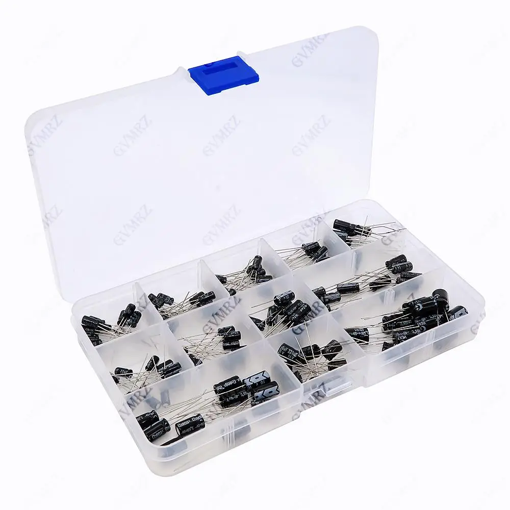120PCS/lot  1uF-470uF 12values Aluminum Electrolytic Capacitor Assortment Kit 16V-50V electrolytic capacitors assortment box set