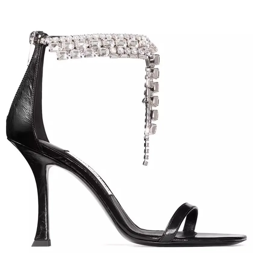 Sandalias stiletto de charol con pedrería para mujer – Tacón alto elegante - imagen 4