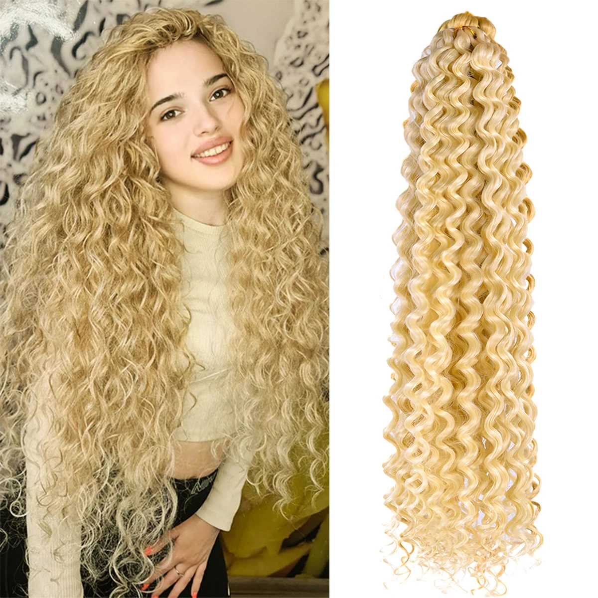 Synthetic Deep Wave Curly Crochet Twist Hair Afro Curls Crochet Braids Ombre Braiding Hair Extension For Women Low Tempreture