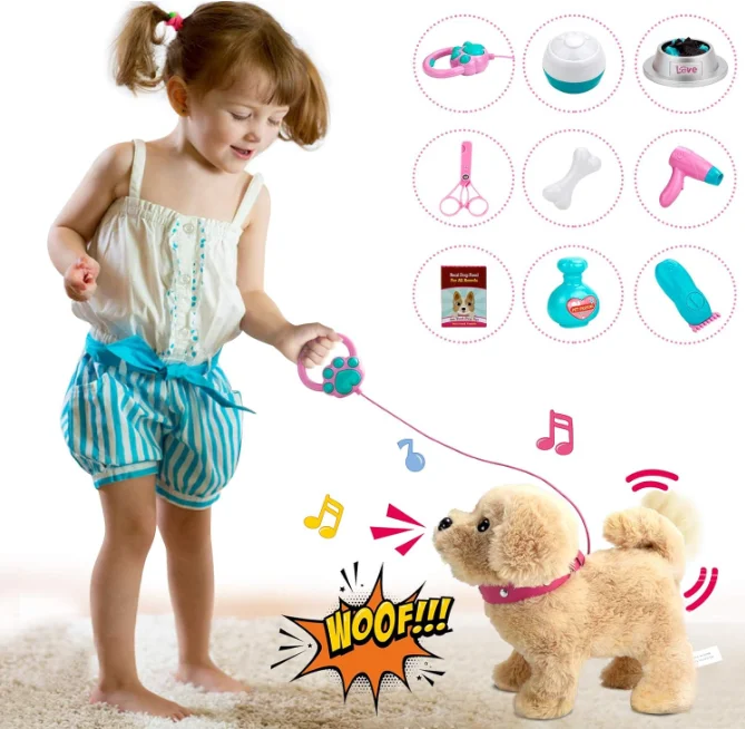 Pet Simulation Smart Dog Plush Golden Retriever Toy Barking and Walking Electronic Interactive Stuffed Plush Puppy Toy